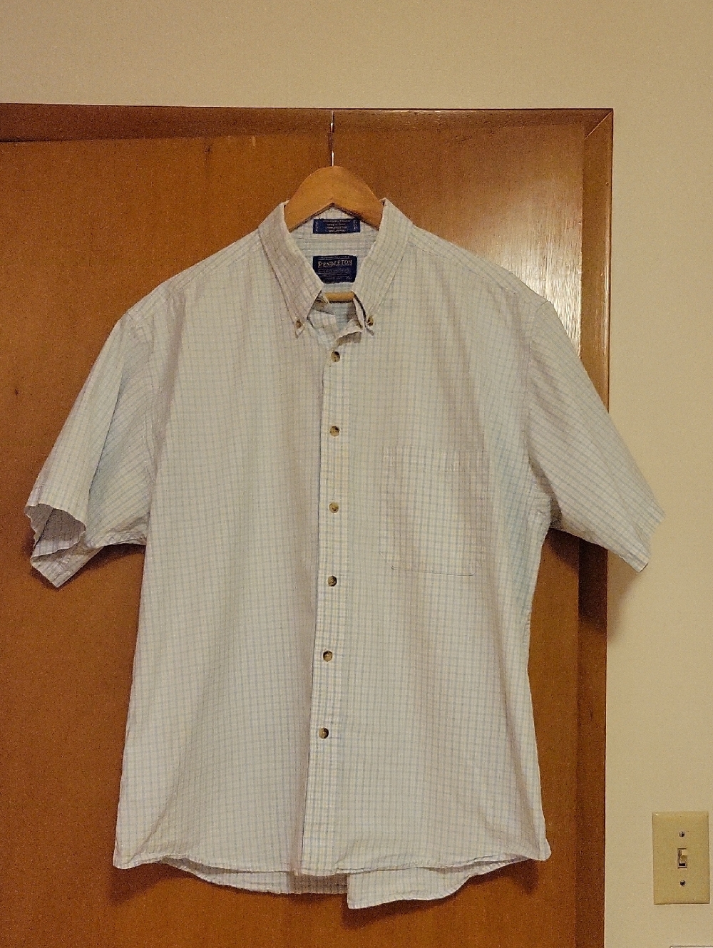 Pendleton Light Blue & White Short-Sleeve Button-Down Shirt XL